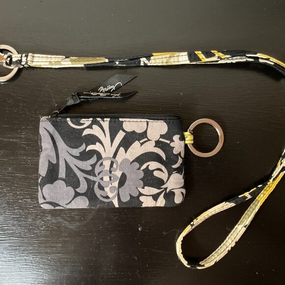 Vera Bradley Baroque Zip ID Case/Coin Key Purse & 18" Lanyard - Floral Pattern - Picture 4 of 8